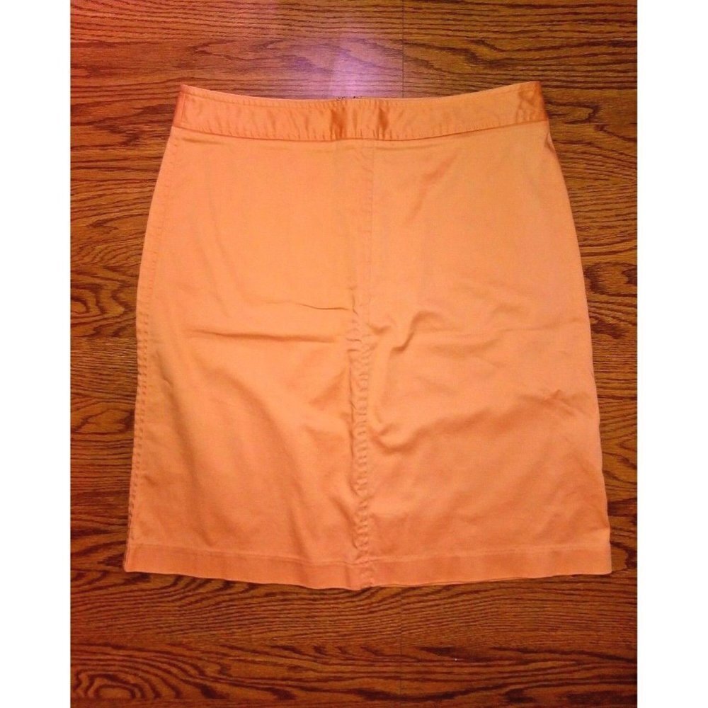 Pencil Skirt Orange Casual Corner stretch Petite 12 waist 32" Cotton Spandex EUC